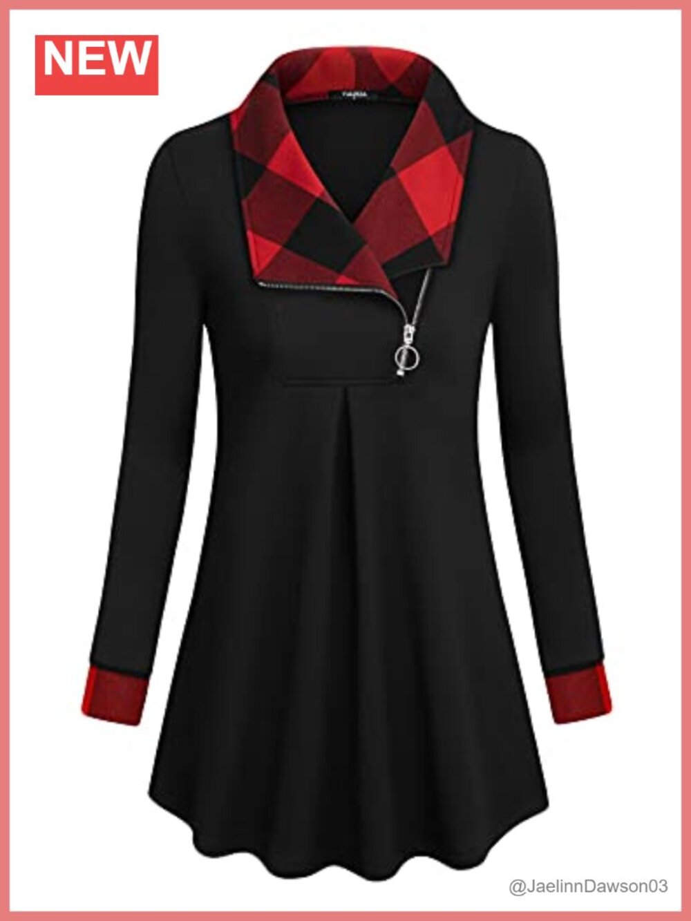 Womens Casual Swing Sweatshirt Zip Lapel Long Sleeve Tunic Pullover